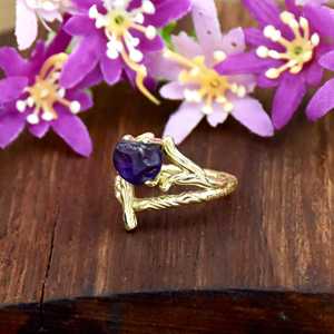 Natural Raw <b>Amethyst</b> February Birthstone 18K Gold Plated <b>Ring</b> for Women Raw Natural <b>Amethyst</b> 925 Sterling <b>Silver</b> <b>Ring</b> Jewelry - Product Image 3