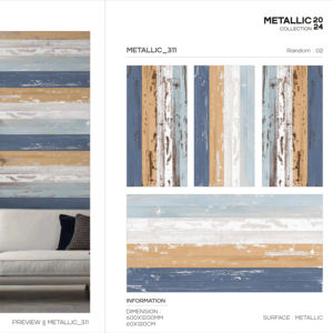 Carreaux de porcelaine aspect design, finition métallique, 60x120cm, 600x1200mm, format 24x48, pour une utilisation élégante sur les murs et sols intérieurs. - Product Image 1