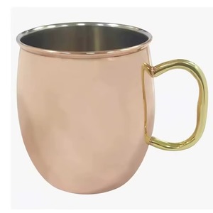 แก้วทองแดงตีลายสไตล์วินเทจกลางศตวรรษ ภาชนะโลหะทนทานสำหรับกาแฟและชา - Product Image 2