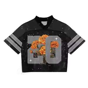 American Football Wear <b>Men</b> Women Fans Shirts Two Tone Design Mesh Boxy <b>Cropped</b> Custom Embroidery Fan's Football Jersey - Product Image 1