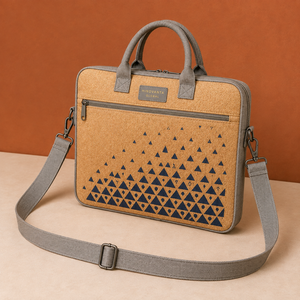Sac à dos pour ordinateur portable unisexe en jute géométrique durable, grand format, avec poignée rembourrée, sangle réglable, poche avant zippée, pour le travail et le bureau - Product Image 1