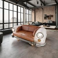 Ensemble de canapés de salon en cuir véritable au design industriel moderne, sectionnel en acier inoxydable, mobilier de maison