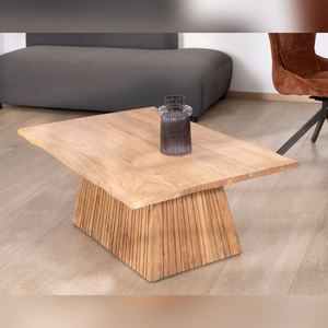 Mesa de centro Vandana Golden Field de diseño en madera de acacia con base central tipo pedestal - Product Image 2