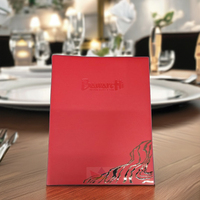 Porte-menu en cuir PU rouge A4 sur mesure, logo plaqué or, nouveau design, haute qualité, certifié ISO9001:2015, restaurants