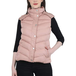 Gilet matelassé léger pour femme, grande taille, avec fermeture éclair et bouton, col montant, 90% duvet de canard rose de qualité supérieure - Product Image 6