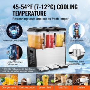 Dispenser di Bevande Commerciale in Acciaio Inox a 3 Serbatoi, 12 L/12,7 QT per Serbatoio, Macchina per Tè Freddo da 370W per Feste - Product Image 3