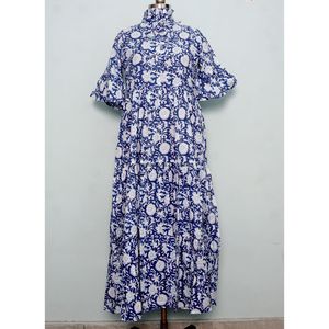 Vestido de Verano de Algodón Indio Personalizable al por Mayor para Mujer, Vestido Largo con Estampado de Bloques para Fiestas y Regalos, Lavable - Product Image 1