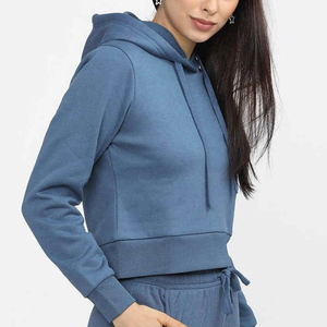 Wholesale Women Ladies <b>Crop</b> Tops 2023 Custom Croptop Hoodie Set Women <b>Zip</b> <b>up</b> Fleece Pullover Women Hoodies Sustainable Women's - Product Image 5