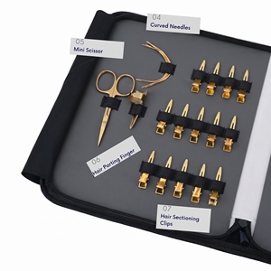 Kit de herramientas para extensiones de cabello de salón: Alicates para puntas I, Cuentas de silicona, Tijeras para separar cabello, Anillos de separación, Clips, Peine de cola - Product Image 4