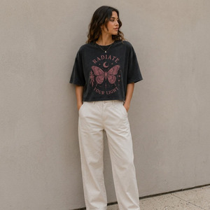 T-shirt pour femme, coupe ample, 100% coton, absorbant l'humidité, respirant, t-shirt d'été - Product Image 2