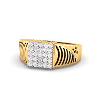 Anillo de Diamantes Redondos Brillantes de 0.50 TCW para Hombre en Oro Amarillo |   Anillo de compromiso y aniversario con engaste de puntas, claridad SI, color GH, joyería