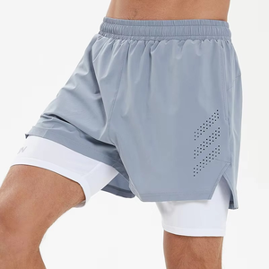 Shorts de sport pour hommes grande taille à séchage rapide, double couche, mi-élastiques, imperméables, pour la course à pied, le basketball et l'entraînement estival - Product Image 4