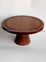 Support à gâteau rond en bois avec perles en bois Design support à gâteau plateau sur pied présentoirs de ferme pour café-bar, décor de cuisine