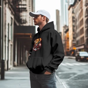 Hecho en EE. UU., Envío Gratuito, MOQ=1, Sudadera con Capucha con Estampado 2D de Graffiti Route 66, Corte Regular para Hombre, Sudadera Informal de Alta Calidad y Peso Pesado - Product Image 3
