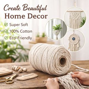 Cordón de Macramé Personalizado 100% Algodón, 2mm x 100m, 3 Hilos Trenzados, Ecológico, para Decoración del Hogar, Envoltura de Regalos, Colgantes de Plantas, Bolsas - Product Image 2