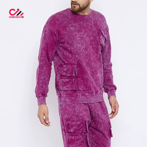 Survêtements délavés à l'acide de qualité supérieure pour hommes, style vintage, ensembles de survêtements hip-hop élégants, ensembles imprimés personnalisés pour l'hiver - Product Image 4