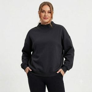 Custom Women <b>Mock</b> <b>Neck</b> Sweatshirt Oversized Pullover Fleece Casual Long Sleeve Streetwear <b>Top</b> - Product Image 1