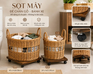 Cesta de Almacenamiento Circular Multiusos Moderna y Ecológica, Hecha a Mano con Mimbre Natural de Origen Vietnamita, Mantiene el Hogar Ordenado, LTL - Product Image 5