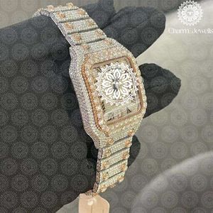 Reloj de Lujo Charm_Jewells para Hombre, de Acero Inoxidable, 42 mm, Esfera Verde, Bisel con Diamantes, Cuarzo Analógico, Visualización de Fecha, Cierre Plegable - Product Image 3