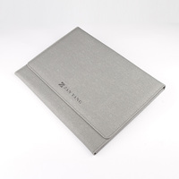 Carpeta de Cuero Gris Clásica para Documentos, Tipo Acordeón