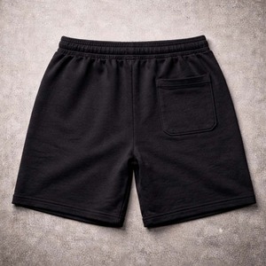 กางเกงขาสั้นผ้าฝ้ายสีดำปักโลโก้แบบกำหนดเองสำหรับผู้ชาย สไตล์ลำลองสตรีทแวร์ มีเชือกผูก เหมาะสำหรับฤดูร้อน - Product Image 2