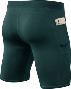 Shorts de compression pour homme en tissu Oxford uni, imperméables, écologiques, respirants et à séchage rapide pour la musculation - Product Image 2