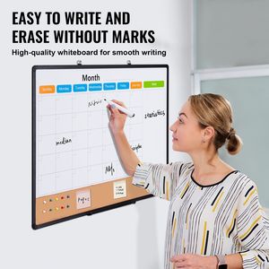 Tableau blanc magnétique effaçable à sec 2-en-1 avec cadre en aluminium 36 x 24 pouces, calendrier mensuel et tableau en liège, idéal pour le Nouvel An - Product Image 2