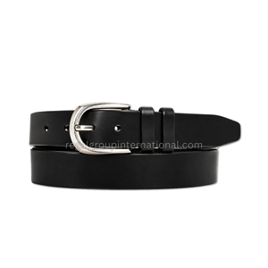 Ceinture en cuir véritable noir sur mesure pour hommes avec boucle ardillon en alliage argenté, double boucle, classique, décontractée et tendance - Product Image 1