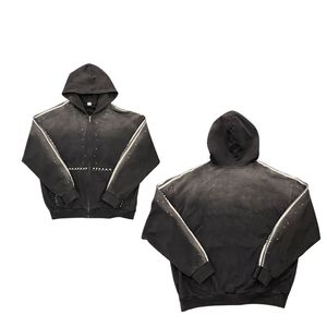 High Quality Adult Tracksuit Men Women Sweat Suit 2 Piece Set Rhinestone Sun Faded Screen Print Logo Custom OEM ODM - Product Image 1