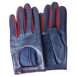 Gants en cuir de daim bleu unisexe, best-seller, cousus main, super doux et confortables pour la conduite, la course, le cyclisme et les sports motorisés - Product Image 1
