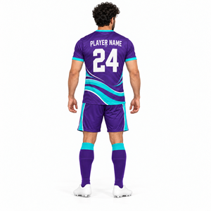 Ensemble d'uniformes de football personnalisés avec logo et numéros, 100 % coton, anti-humidité, respectueux de l'environnement, pour équipes scolaires et académies - Product Image 3