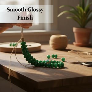 Cuentas Sueltas de Vidrio Lampwork Hechas a Mano con Rayas Verdes, 12x16mm |   Espaciador de disco liso de 8 pulgadas de longitud para pendientes DIY - Product Image 3