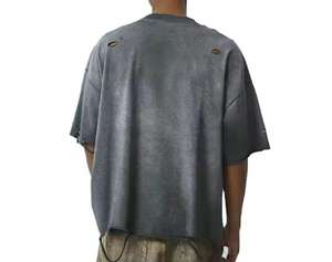 Camiseta de Hombre de Lujo con Efecto Desgastado, 240g, 100% Algodón, Alta Calidad, Lisa, Vintage, con Logotipo Personalizado, Corte Regular, Antiarrugas, con Acabado Ácido - Product Image 5