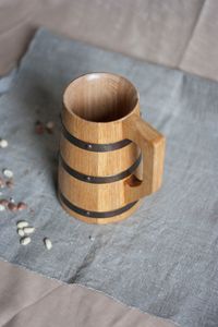 Taza de Madera Natural Hecha a Mano, Estilo Clásico, Duradera y Ecológica para el Hogar, Cafetería, Oficina, Bar, Taza para Cerveza - Product Image 6