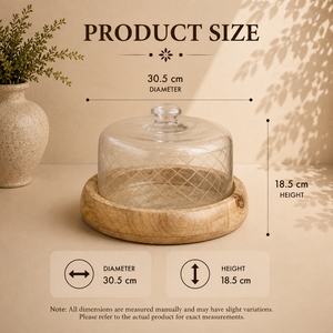 Tazón para Pastel de Madera Premium con Cúpula de Vidrio Transparente, Elegante Plato para Servir Postres para el Hogar y Panaderías - Product Image 2
