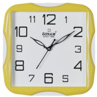 Jam Dinding Persegi Modern Sonam Plastik Quartz Analog Tanpa Suara untuk Ruang Tamu SLQ 01 SWEEP