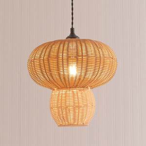 Wholesale <b>Mushroom</b> Rattan Lampshade Two Tiered Pendant <b>Light</b> Shade Creative Handwoven Hanging Ceiling Fixture For Home - Product Image 3