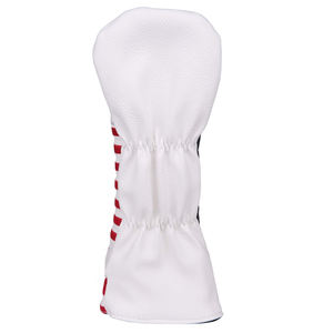 Housse de tête de club de golf en cuir PU léger blanc, nouvelle conception, fabriquée en usine, avec drapeau américain brodé, accessoires - Product Image 2