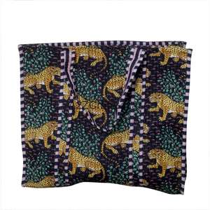 Bolsa de Mano Acolchada 100% Algodón, Estampado Floral y Animal, Gran Capacidad, Reutilizable, Ecológica, para Compras, Viajes, Uso Diario, Bolsa de Hombro - Product Image 6