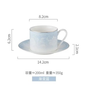 Ensemble tasse et soucoupe à café en céramique, couleur pastel minimaliste, embossé, avec bord doré et finition effet nuage ou marbré - Product Image 5