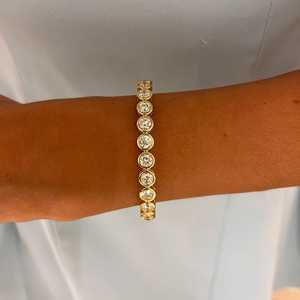 Round Cut Lab Grown Diamond Tennis Bangle Bezel Set 56 x 46mm 6.25 Length <b>Cuff</b> <b>Bracelet</b> Wholesale 14k 18k Solid Gold Manufacture - Product Image 6