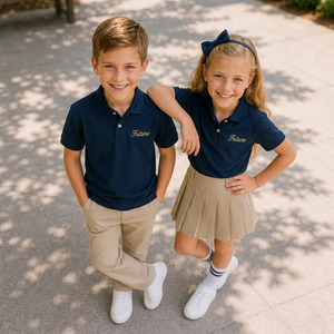 Ensemble d'uniformes scolaires pour l'école primaire en polycoton, uniforme d'étudiant brodé sur mesure - Product Image 3