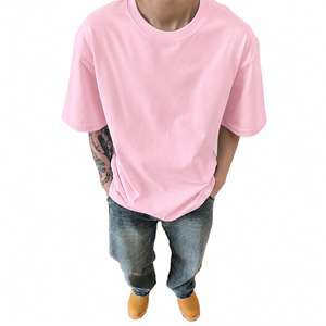 สินค้าขายดีในปากีสถาน เสื้อยืดผู้ชายทรงหลวม 100% ผ้าฝ้ายเจอร์ซีย์ เสื้อยืดผู้ชายแฟชั่นใหม่ น้ำหนักเบา ทรงบ็อกซี่ - Product Image 4