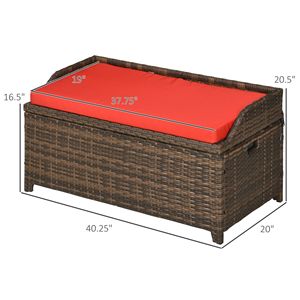 Panca Contenitore Impermeabile da Esterno in Rattan PE da 34 Galloni per Patio, Terrazza o Bordo Piscina - Product Image 3