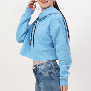 Sudadera corta con capucha de diseño nuevo y logotipo personalizado para mujer, informal, de algodón suave, con estampado, ecológica. - Product Image 6