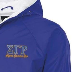 Royal Blue Sigma Gamma Rho Classic Windbreaker Pullover <b>Jacket</b> with Embroidered Greek Letters <b>Lightweight</b> Long Sleeve Sportswear - Product Image 4