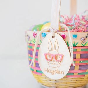 Cadre photo en bois mignon en forme de lapin avec impression typographique et gaufrage pour la décoration de la maison à Pâques, cadeaux de vacances, jouets pour enfants - Product Image 4