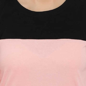 เสื้อยืดแขนสั้นผู้หญิง คอโอ ทรงปกติ ผ้าถัก ระบายอากาศได้ดี 100% ผ้าฝ้าย สีสันตัดกัน สามารถเลือกสีได้ตามต้องการ - Product Image 6