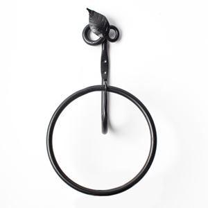 Anillo para Toallas de Hierro Forjado a Mano 2026 con Acento de Hoja Decorativa y Marco Circular para Montaje en Pared de Baño, Decoración Rústica para el Hogar - Product Image 3