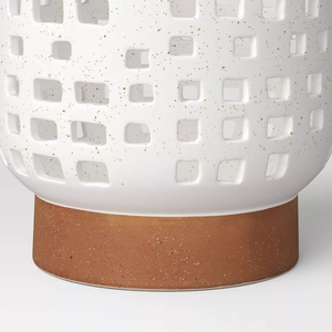 Luxury design lantern iron candle holder with mango wooden base decorative outdoor candle holder offers customizations <b>white</b> - Product Image 3